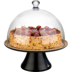 Блюдо для подачи «Фрида» пластик D=315,H=15мм коричнев.,черный, изображение 4