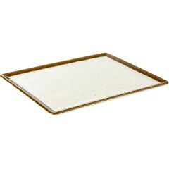 Rectangular serving dish “Artificial stone”  plastic , L=32.5, B=26.5 cm  white, brown.