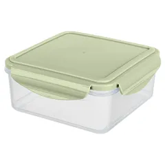 Container for products “Smart Lock” with a lid for microwave  polyprop.  1 l , H=7, L=16, B=16 cm  transparent, olive.