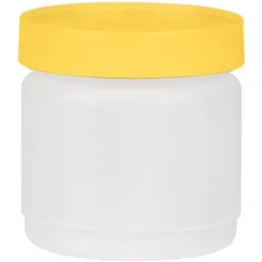 Juice container with lid  polyprop.  0.5 l  D=90, H=95mm  white, yellow.