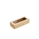 Контейнер бумажный OneBox с крышкой картон 0,5л ,H=4,L=7,B=17см св.корич.
