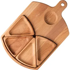 Менажница 5 секций с ручкой бук D=60,H=25,L=350,B=250мм св. дерево, изображение 4