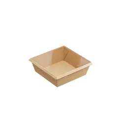 Контейнер бумажный OneClick картон 0,55л ,H=45,L=130,B=130мм св.корич., изображение 2