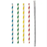 Трубочки «Спираль» без сгиба в индивидуальной упаковке[100шт] бумага D=6,L=200мм разноцветн.
