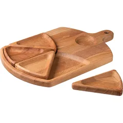 Менажница 5 секций с ручкой бук D=60,H=25,L=350,B=250мм св. дерево, изображение 3