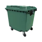 Контейнер для мусора с крышкой на обрезиненных колесах пластик 1 100л ,H=1,355,L=1,085,B=1,375 м зел