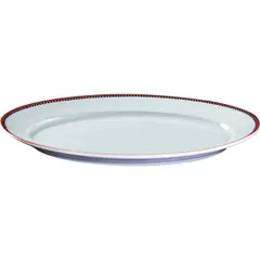 Блюдо «Мезень» Принц Крестики овальное фарфор ,H=28,L=310,B=210мм белый,красный, изображение 2