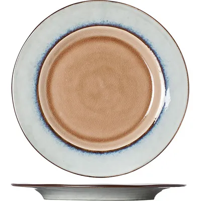 Тарелка мелкая керамика D=290,H=25мм коричнев.,голуб.