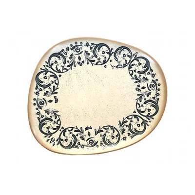 Тарелка «Виенто» асимметричная фарфор ,L=24см белый,синий