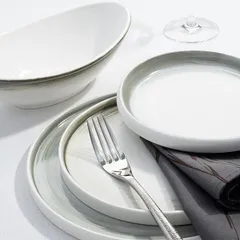 Салатник «Айсио» фарфор 0,6л ,H=81,L=242,B=146мм белый,серый, изображение 4