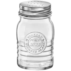 Salt shaker “Offisina 1825” glass 240ml D=64,H=110mm transparent,metal.