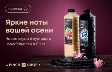 Яркие ноты вашей осени: новые вкусы фруктового пюре «Черника» и «Личи» от Pinch&Drop