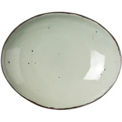 Salad bowl “Nabu” oval  ceramics , H=40, L=190, B=155mm  green.