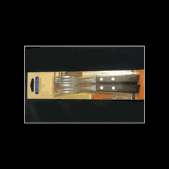 Table fork with wooden handle [2 pcs]  steel, wood , L=190/65mm  metal.