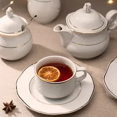 Чайник заварочный «Афродита» фарфор 400мл D=17,H=13см белый,золотой, изображение 3