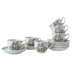 Чайная пара «Лаванда» набор[6шт] фарфор 250мл D=15см белый
