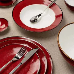 Тарелка «Джаспер» мелкая фарфор D=265,H=27мм белый,красный, изображение 2