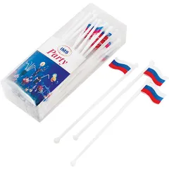 Мешалки для коктейлей «Флаг России»[40шт] пластик ,L=22см разноцветн.