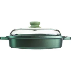 Сковорода-гриль с крышкой (индукция) алюм.литой,антиприг.покр. ,L=26,B=26см зелен., изображение 2