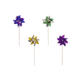 Decorations for cocktails “Windmills” on skewers [100 pcs]  foil, wood , H=75mm  multi-colored.