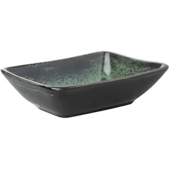 Sauce boat “Malachite” for soy sauce  porcelain  50ml , H=25, L=95, B=70mm  black, malachite.