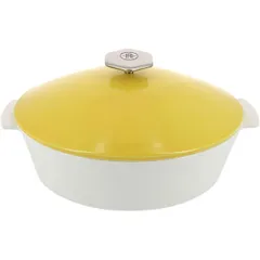 Утятница с крышкой «Революшн» керамика 3,5л ,H=16,L=32,5,B=26,5см белый,желт.