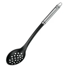 Kitchen spoon "Triunfo" perforated  stainless steel, nylon , L=36 cm  black, metal.