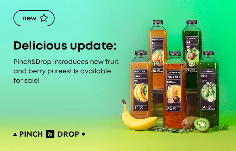 Delicious update: Pinch&Drop introduces new fruit and berry purees! Is available for sale!