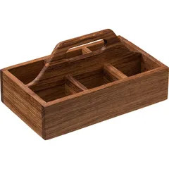 Подставка для бутылок 6 секций с ручкой дуб ,H=12,L=25,B=15см древесн.