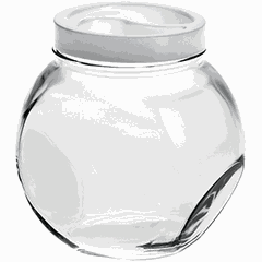 Round jar with lid “Bella”  glass, plastic  1.7 l  D=10, H=16 cm  transparent, white