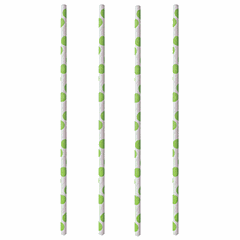Трубочки без сгиба[100шт] бумага D=6,L=200мм белый,зелен.
