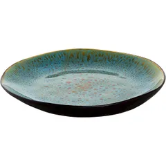 Plate “Lotus”  ceramics  D=20.5 cm  brown, turquoise.