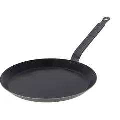 Frying pan blue steel D=240,H=25,L=430mm metal.