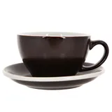 Кофейная пара «Эгг» фарфор 300мл D=110/155,H=65,L=135мм тем.корич.