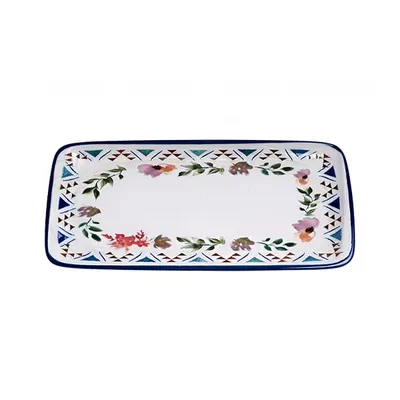 Блюдо сервировочное «Спринг» прямоугольное фарфор ,L=34,B=16см белый,разноцветн.