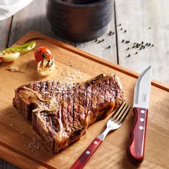 Вилка для стейка «Поливуд» с деревянной ручкой сталь нерж.,дерево ,L=200/65,B=24мм красный, изображение 2