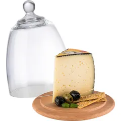 Доска для подачи с крышкой дерево,пластик D=18,5/16,H=24см св. дерево,прозр., изображение 2