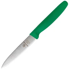 Knife for peeling vegetables and fruits, green handle, stainless steel, plastic