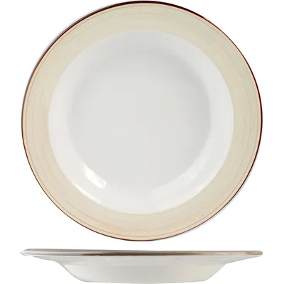 Тарелка для пасты «Чино» фарфор 495мл D=300,H=65мм белый,бежев.