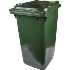 Контейнер для мусора на обрезиненных колесах пластик 240л ,H=119,L=58,B=74см зелен.