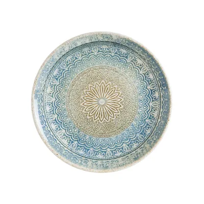 Тарелка «Ривус» фарфор D=15см голуб.,бежев.