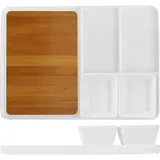 Блюдо для подачи с соусниками[2шт] бамбук,фарфор ,H=60,L=335,B=235мм белый