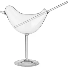 Бокал для коктейлей «Птица» с трубочкой стекло 200мл ,H=18см