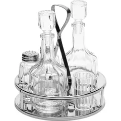 Set for spices 5 pcs.  glass, stainless steel  D=15, H=17, B=15cm  transparent, silver.