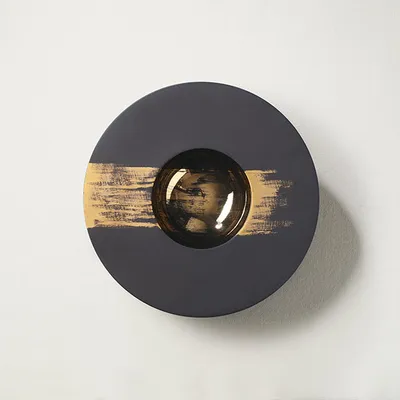 Тарелка с широким краем керамика 300мл D=30,3см черный,золотой арт. 03013114, изображение 3