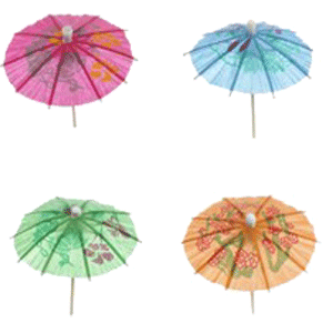Украшения для коктейлей «Зонтик» на шпажках[300шт] бумага,дерево ,H=7см разноцветн.,бежев.