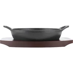 Сковорода для фахитос «Эмбер Каст Мэтт» чугун,дерево D=140,H=45мм черный,тем.дерево, изображение 3