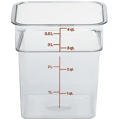 Container for products, graduated  plastic  3.8 l , H=18.7, L=18.5, B=18.5 cm  transparent.