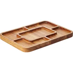 Менажница 5 секций прямоугольная дуб ,H=25,L=300,B=250мм деревян., изображение 2