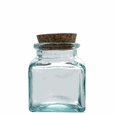 Банка «Пучадос» квадратная с крышкой стекло,пробка натур. 0,5л ,H=11,L=9,B=9см прозр.